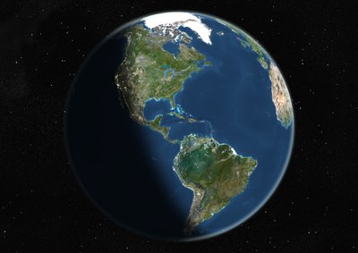 Globe Centred on the Americas, True Colour Satellite Image by Unknown